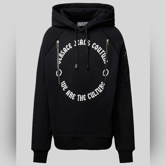 Versace Jeans Couture Logo Fleece Hoodie Black RETAIL $650